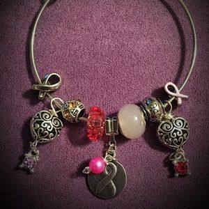 Breast Cancer Bracelet with Akoya pearl